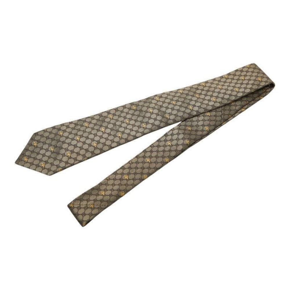 Gucci GG Bee Narrow Tie Brown Yellow
